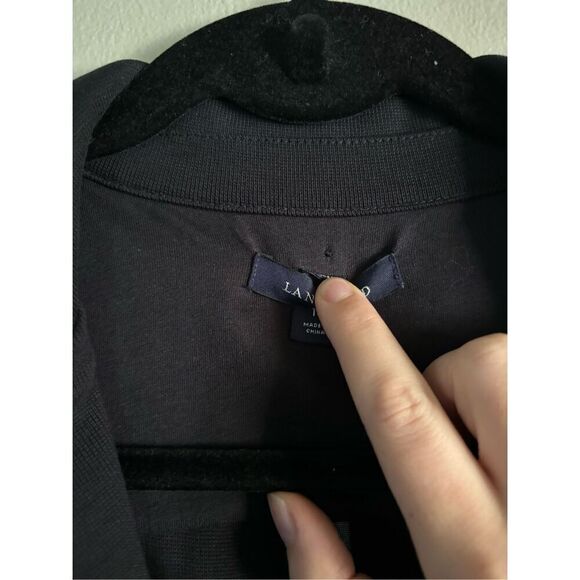 Lands End SZ 16 Women’s Black Cotton 2 Button Blazer Anchor Buttons Nautical - Picture 5 of 8